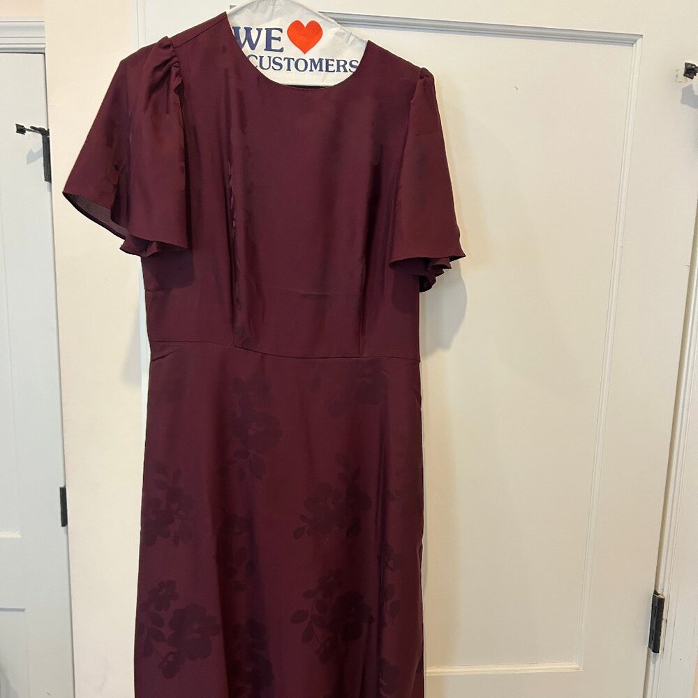 NWT Ann Taylor Floral Jacquard Flutter Sleeve Flare Dress - Picture 3 of 3